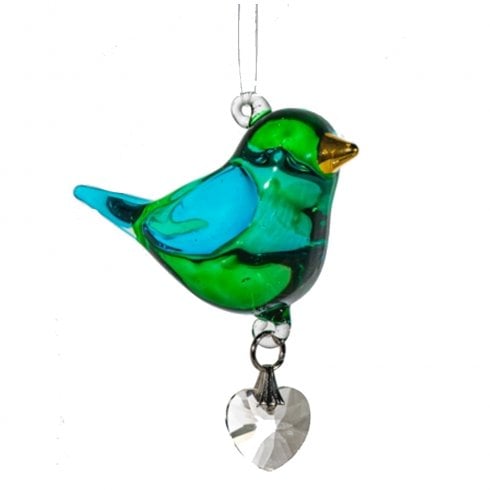 Wild Things Gifts Fantasy Glass Pretty Little Emerald Bird Hanging Ornament