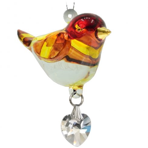 Wild Things Gifts Fantasy Glass Pretty Little Goldfinch Hanging Ornament