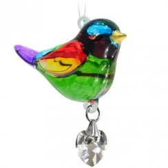 Fantasy Glass Pretty Little Rainbow Bird Hanging Ornament