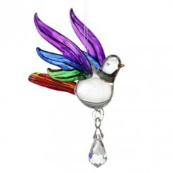 Fantasy Glass Songbird Rainbow Hanging Ornament