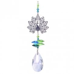 Green Crystal Fantasy Peacock Suncatcher