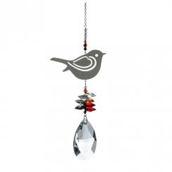 Russet Red Large Crystal Fantasy Robin Suncatcher