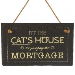Cat's House Hanging Slate Sign